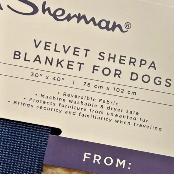 Ben Sherman Reversible Velvet Sherpa Dog Blanket - S - Picture 4 of 6